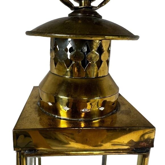 Vintage Brass Lion Head Claw Footed MCM Brass Table Lamp Glass Display Case 30" - Picture 4 of 5